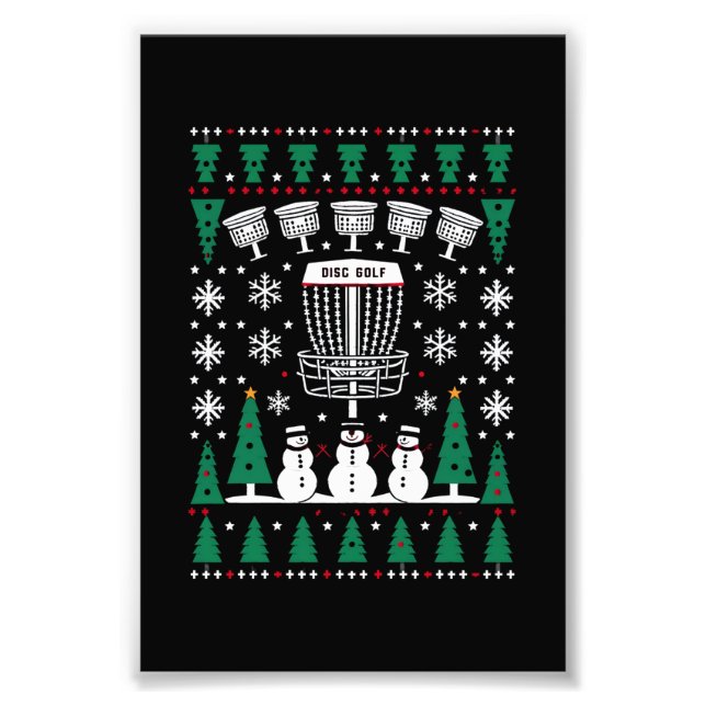 Disc Golf Ugly Christmas Sweater Pajama Gifts Photo Print (Front)