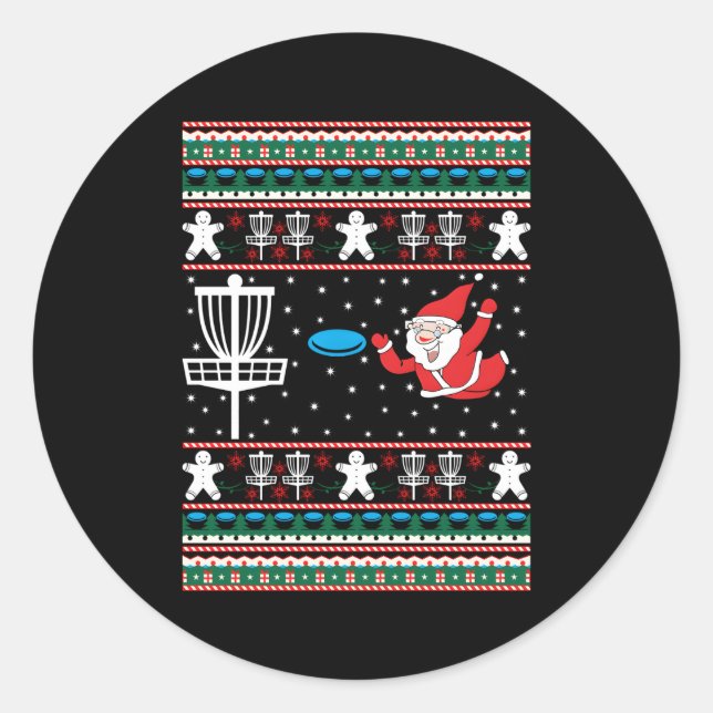 Disc Golf Ugly Merry Discmas Classic Round Sticker (Front)