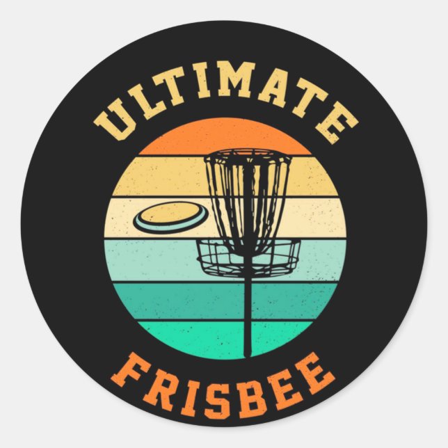 Disc Golf Ultimate Frisbee Classic Round Sticker (Front)