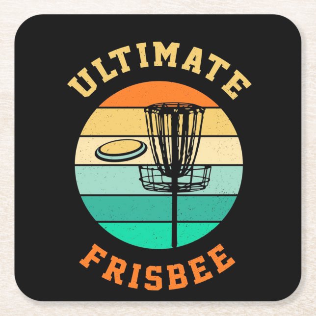 Disc Golf Ultimate Frisbee Square Paper Coaster (Front)