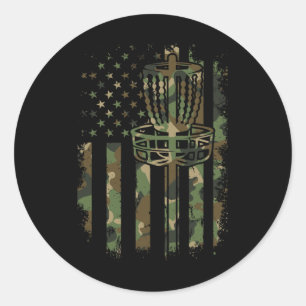 Disc Golf Us Flag Flag Disc Sket Us Flag Disc Golf Classic Round Sticker