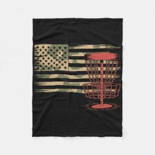 Disc Golf Usa Camo Flag - Patriotic Frolf Player _ Fleece Blanket