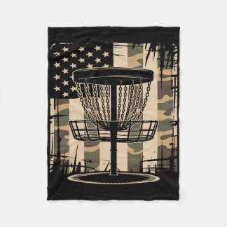 Disc Golf Usa Camo Flag - Patriotic Frolf Player _ Fleece Blanket