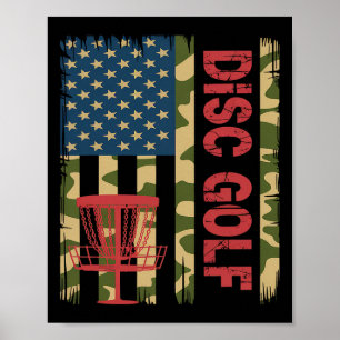 Disc Golf Usa Camo Flag - Patriotic Frolf Player _ Poster