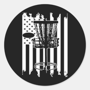 Disc Golf Usa Flag  Classic Round Sticker