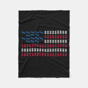 Disc Golf USA Flag Disc Golf American Flag Vintage Fleece Blanket