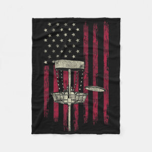 Disc Golf Vintage American Flag 4th Of July Tee Gi Fleece Blanket