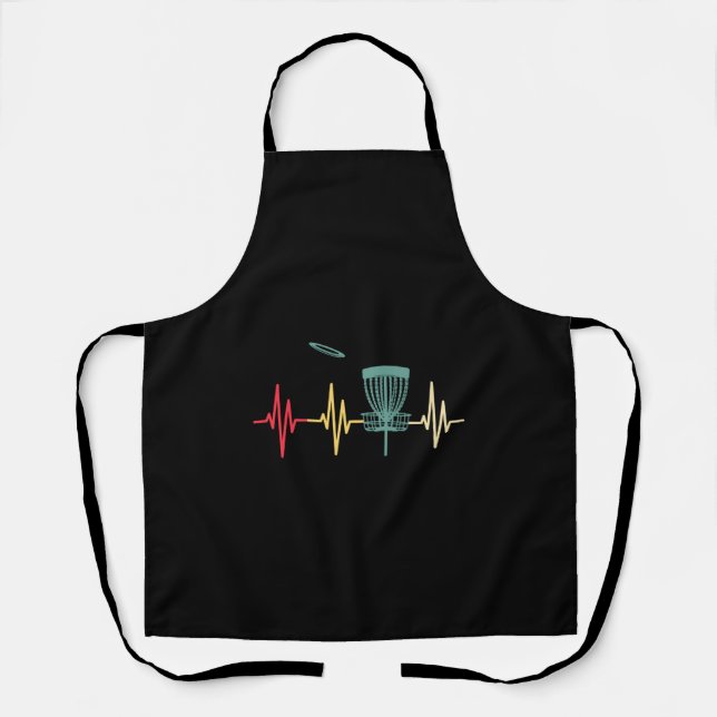 Disc Golf Vintage Heartbeat Golf Gift Apron (Front)