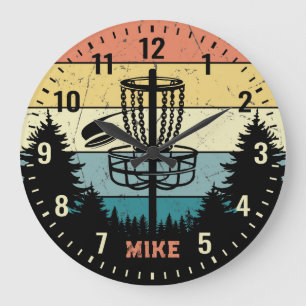 Disc Golf Vintage Retro-Style Personalizable Clock