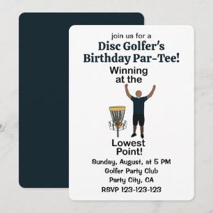 Disc Golf Winning At Lowest Point Golfer Birthday Invitation