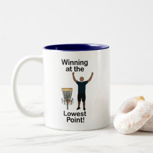 Disc Golf Winning At Lowest Point Golfer Birthday Two-Tone Coffee Mug