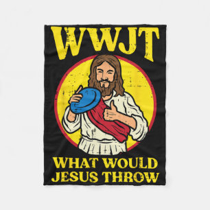 Disc Golf Wwjt What Would Jesus Throw Frisbee Men  Fleece Blanket