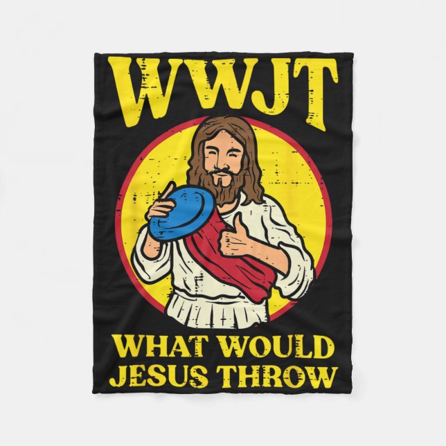 Disc Golf Wwjt What Would Jesus Throw Frisbee Men  Fleece Blanket (Front)