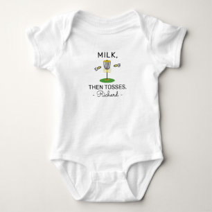 Disc Golfer Baby Milk Then Tosses - Disc Golfing Bodysuit