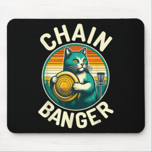 Disc Golfer Cat Chain Banger Disc Golf Player  Mouse Mat