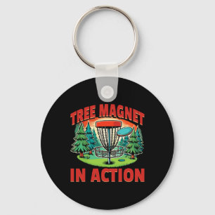 Disc Golfer Disc Golf Tree Magnet In Action Key Ring