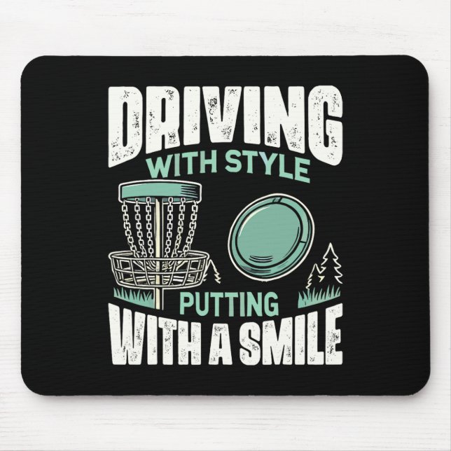 Disc Golfer Driving With Style Disc Golf  Mouse Mat (Front)