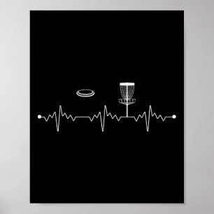 Disc Golfer Heartbeat Golfing Gift Frolf Hobby Dis Poster
