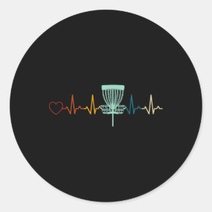 Disc Golfing Heartbeat Disc Golf Basket Disc Golf Classic Round Sticker