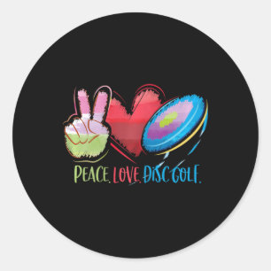 Disc Golfing Peace Love Disc Golf Classic Round Sticker