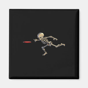 Disc Golfing Skeleton Halloween Men Disc Golf Hall Magnet