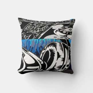 Disc Jockey Blue and Red Pillow