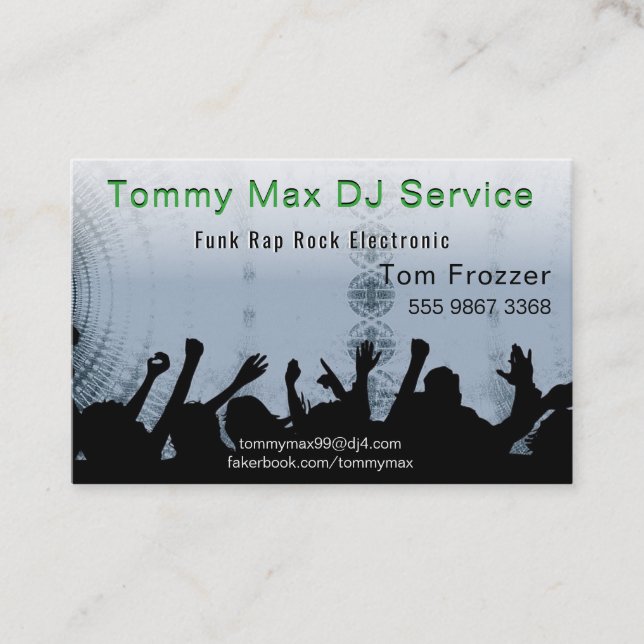 Disc Jockey DJ Dance Music Photo Template Business Card (Front)