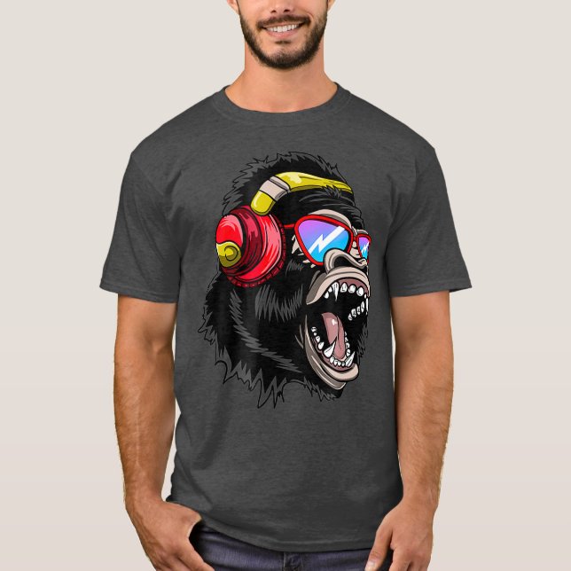 Disc Jockey DJ  Monkey Ape Gorilla Tee Gift (Front)