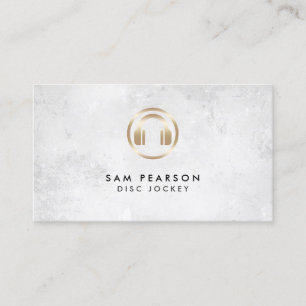 Disc Jockey Gold Headphones Icon Business Card