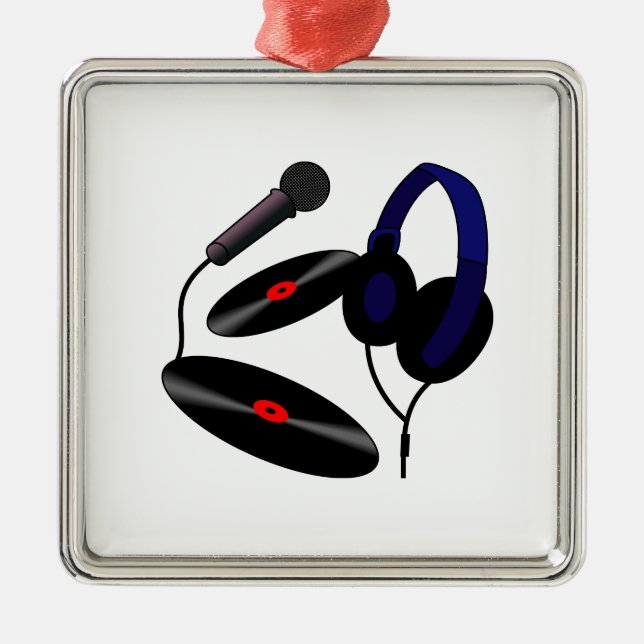 Disc Jockey logo Metal Tree Decoration (Front)