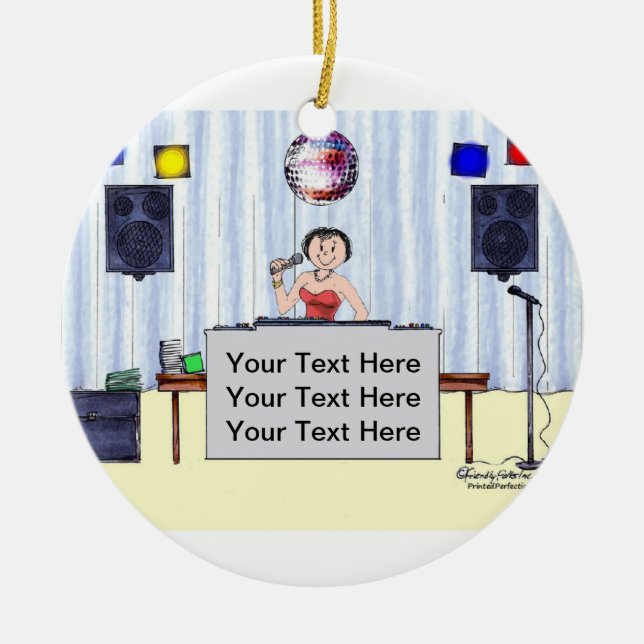 Disc Jockey/MC - Female Ceramic Tree Decoration (Front)