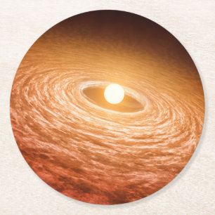 Disc Of Material Surrounding Star Fu Orionis. Round Paper Coaster