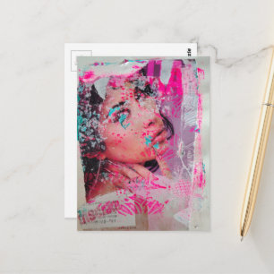 Discarded Lady Abstract Mixed Media Collage Postcard