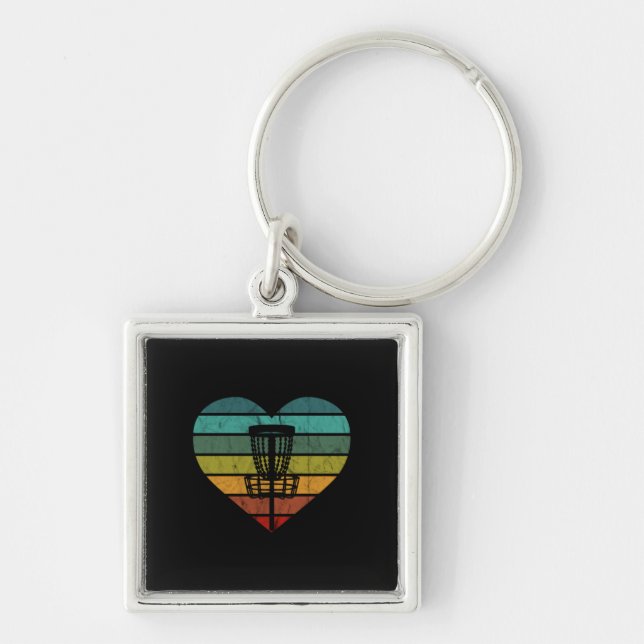 DiscGolf - Retro Vintage Target Basket Key Ring (Front)