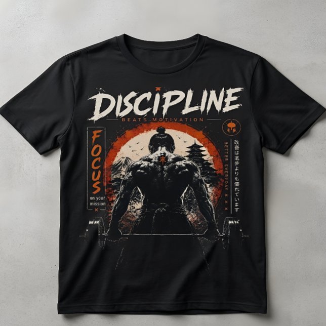 Discipline Beats Motivation Samurai Gym T-Shirt |  (Creator Uploaded)