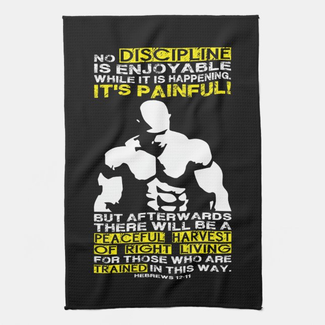 DISCIPLINE - Bodybuilding Workout Motivational Tea Towel (Vertical)