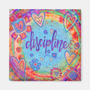 Discipline Colourful Inspirational Trendy Hearts Magnet