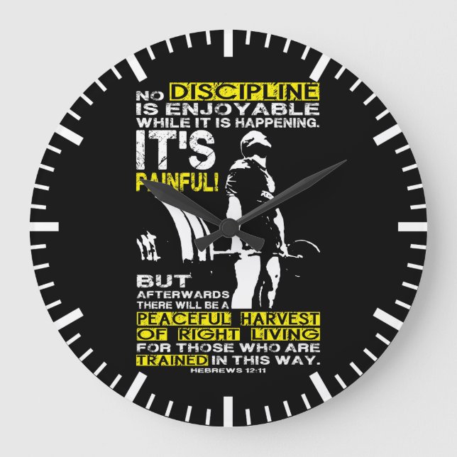 DISCIPLINE - Deadlift Workout Motivational Large Clock (Front)