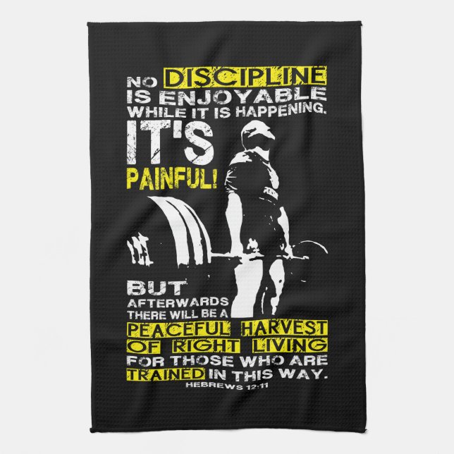 DISCIPLINE - Deadlift Workout Motivational Tea Towel (Vertical)