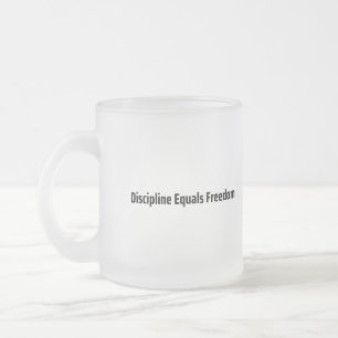 Discipline Equals Freedom Minimalist Typewriter  Frosted Glass Coffee Mug