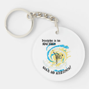 Discipline is the bridge between goals martial art key ring