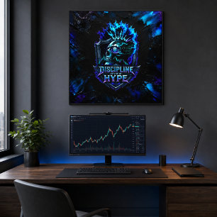 Discipline Over Hype Bitcoin Blue Brushstroke Canvas Print
