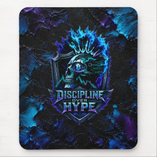 Discipline Over Hype Bitcoin Blue Brushstroke Mouse Mat