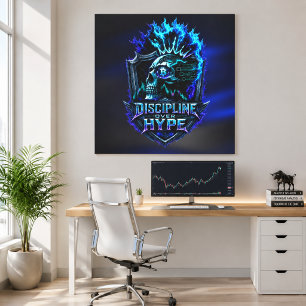 Discipline Over Hype Blue Glow Bitcoin Crypto Canvas Print