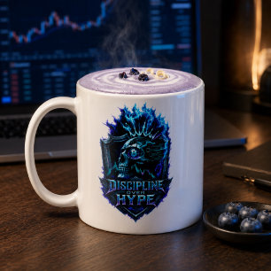 Discipline Over Hype Blue Glow Bitcoin Crypto Mug