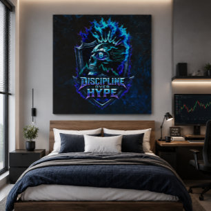 Discipline Over Hype Blue Grunge Bitcoin Canvas Print