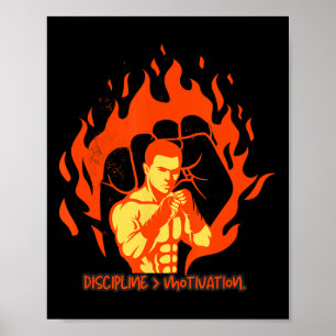 Discipline Over Motivation Boxing Strength  Poster