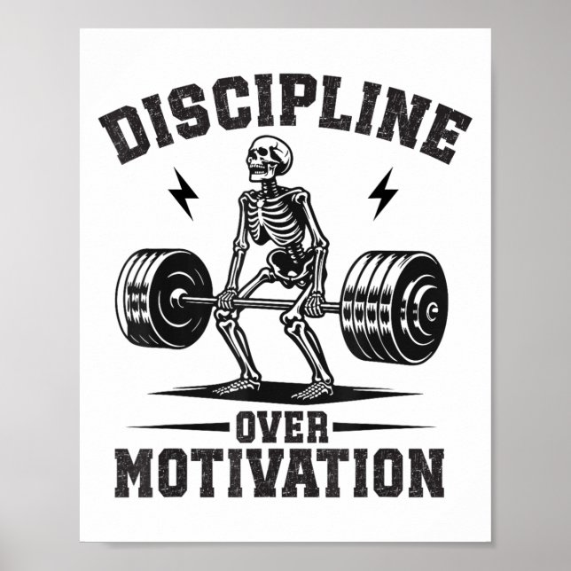 Discipline Over Motivation Gym Motivational Traini Poster (Front)