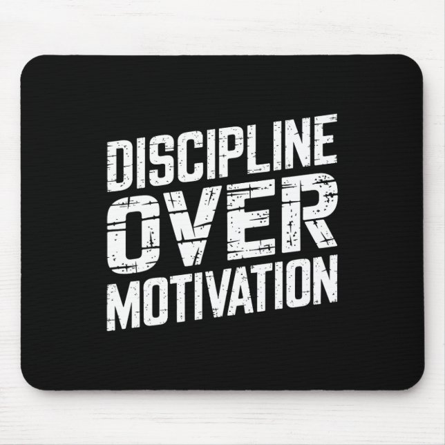 Discipline Over Motivation Gym Workout Tee Weightl Mouse Mat (Front)