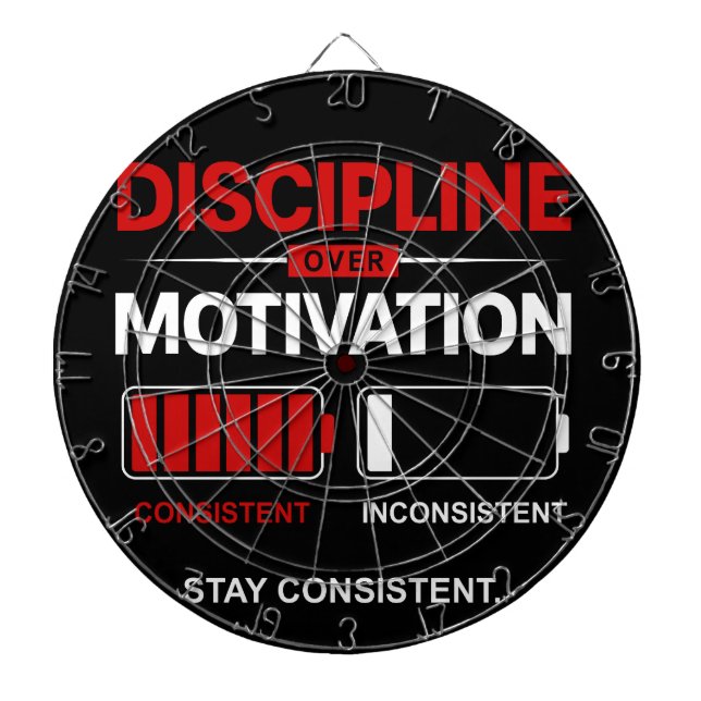 Discipline Over Motivation – Stay Consistent | Sel Dartboard (Front)
